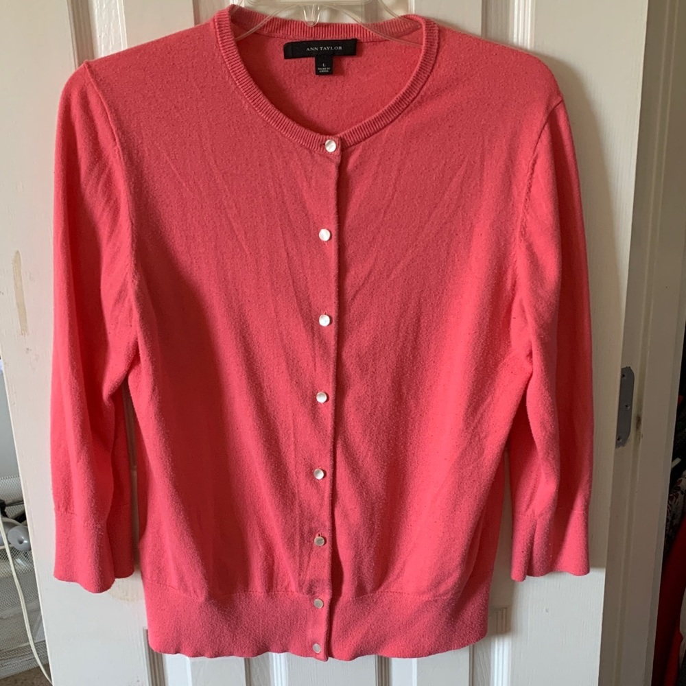 Ann Taylor Vibrant Pink Cardigan